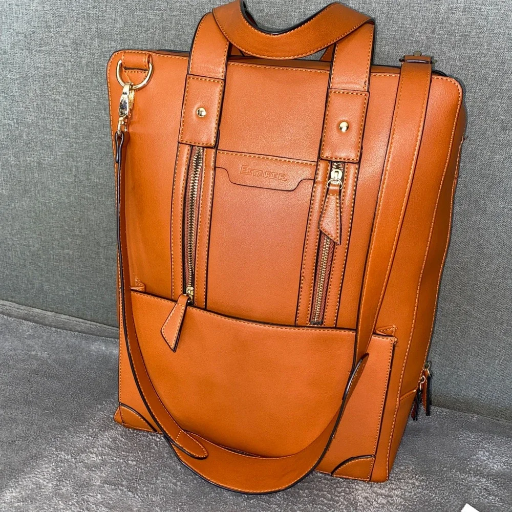 Estarer Womens Business Briefcase Laptop Backpack PU Leather Briefcase Bag